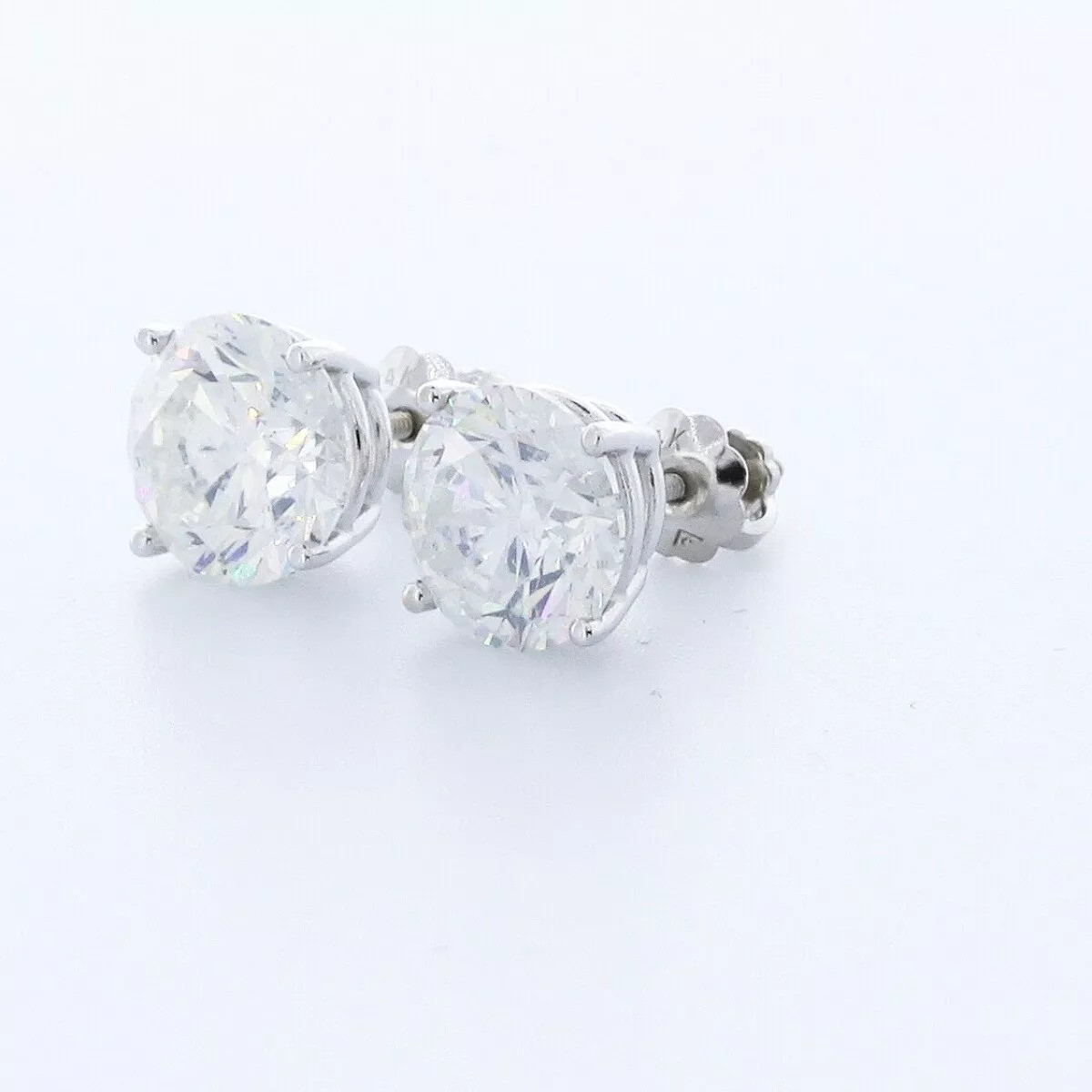 Stud Earrings Solid 14K White Gold Classic 3.11 Carat Round Natural Diamond D I1