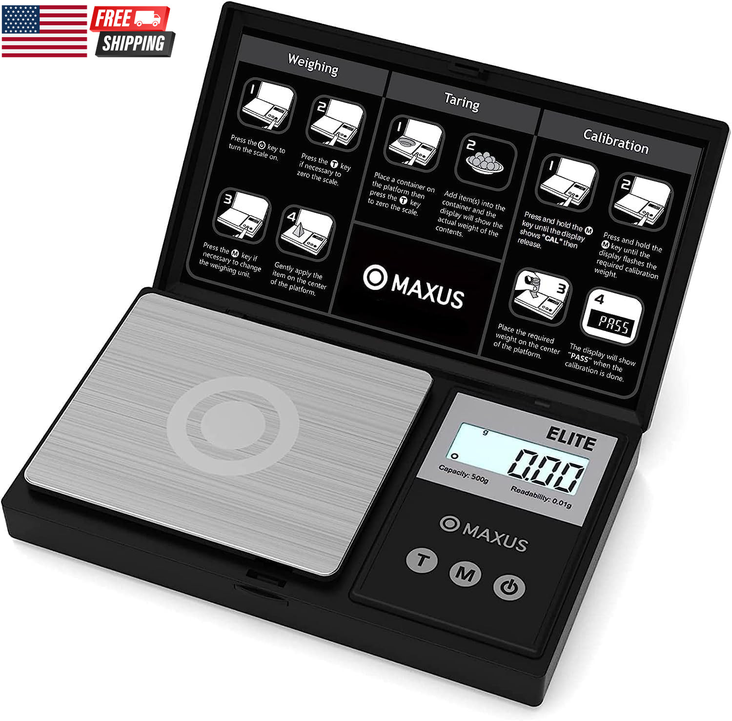 Digital Pocket Gram Scale 500G X 0.01G High Precision with Tray, Weighs Small Fo