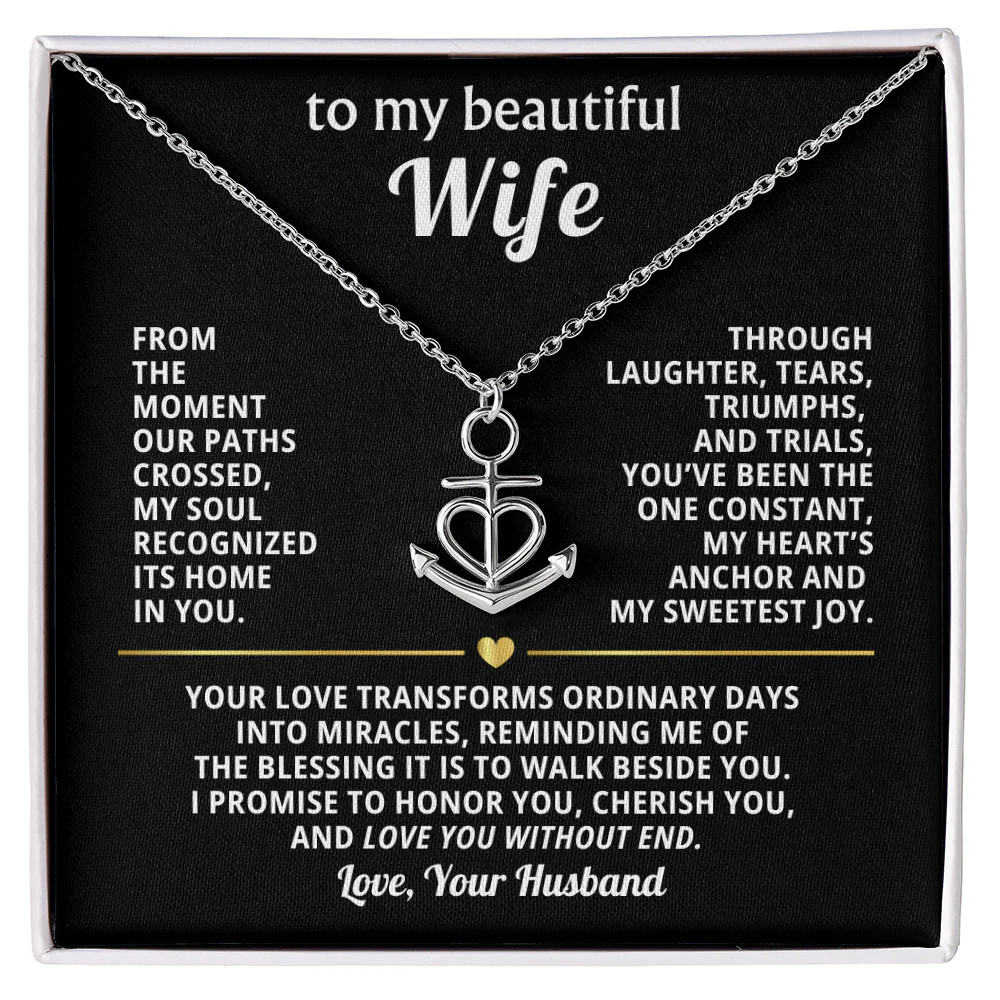 Wife Necklace Gift – You Are My Anchor