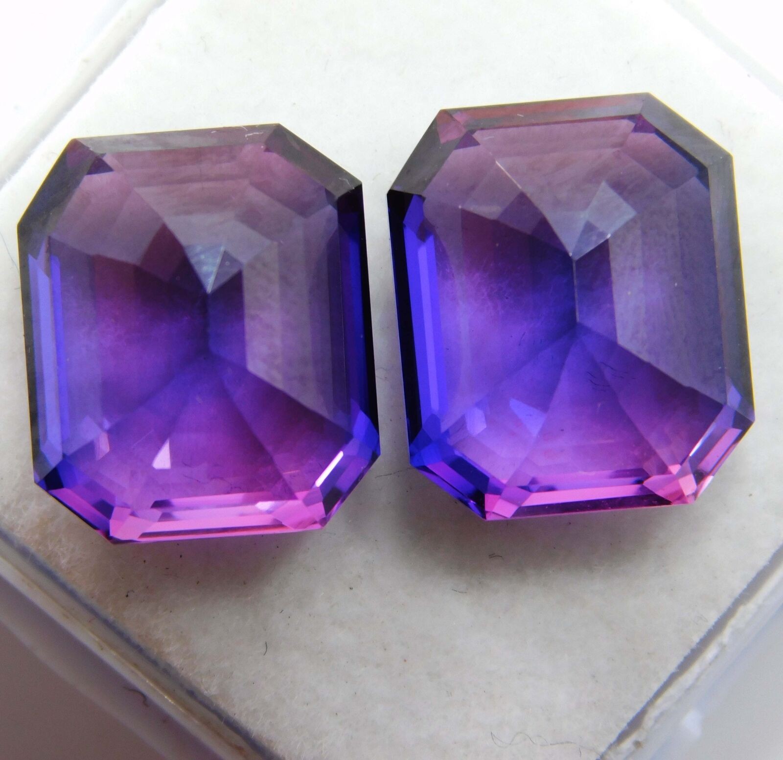 21.25 Ct NATURAL EMERALD Cut Purple TANZANITE Stone CERTIFIED Gemstone Pair