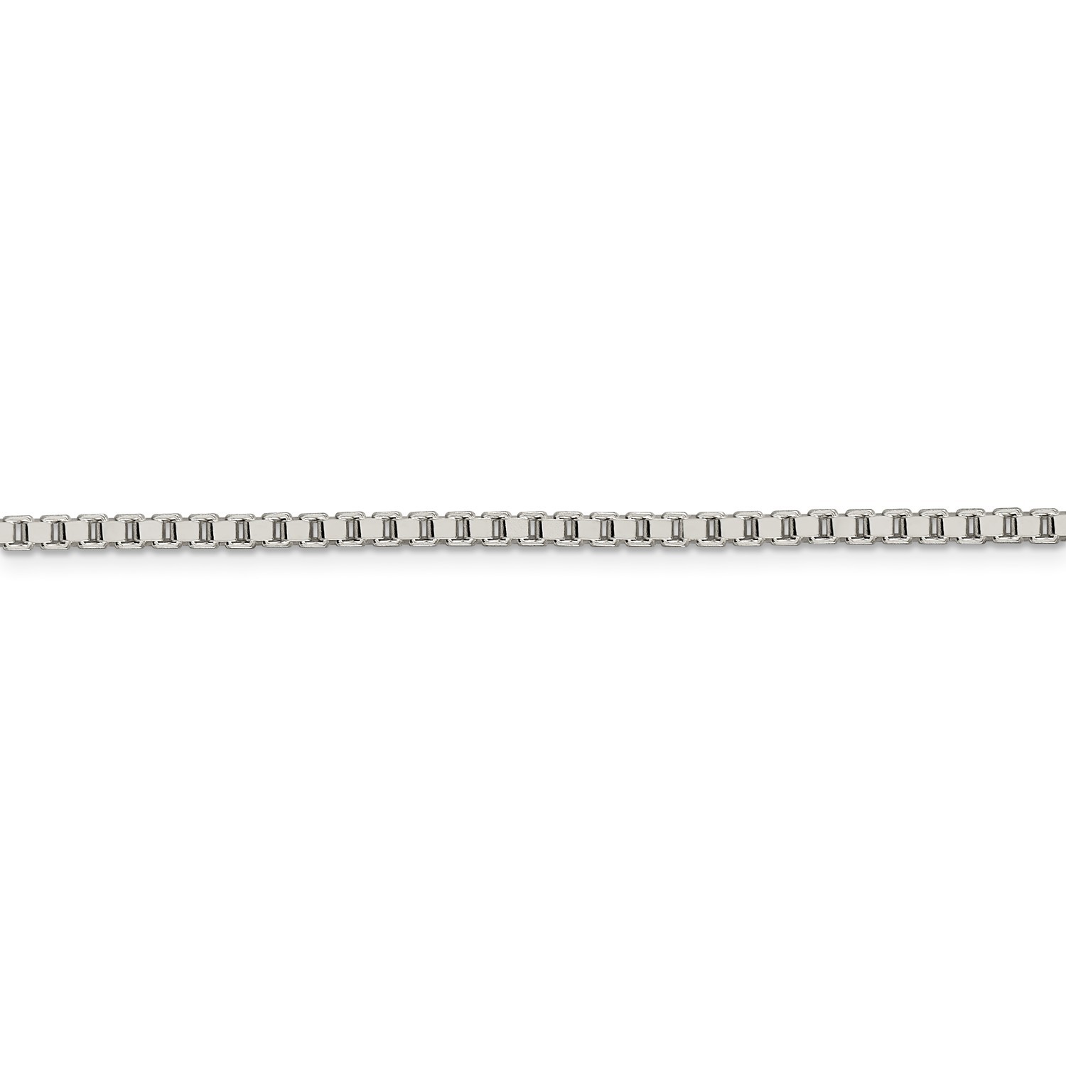 Sterling Silver Solid Polished 2.5mm Plain Box Chain w/ Lobster Clasp 16″ – 30″