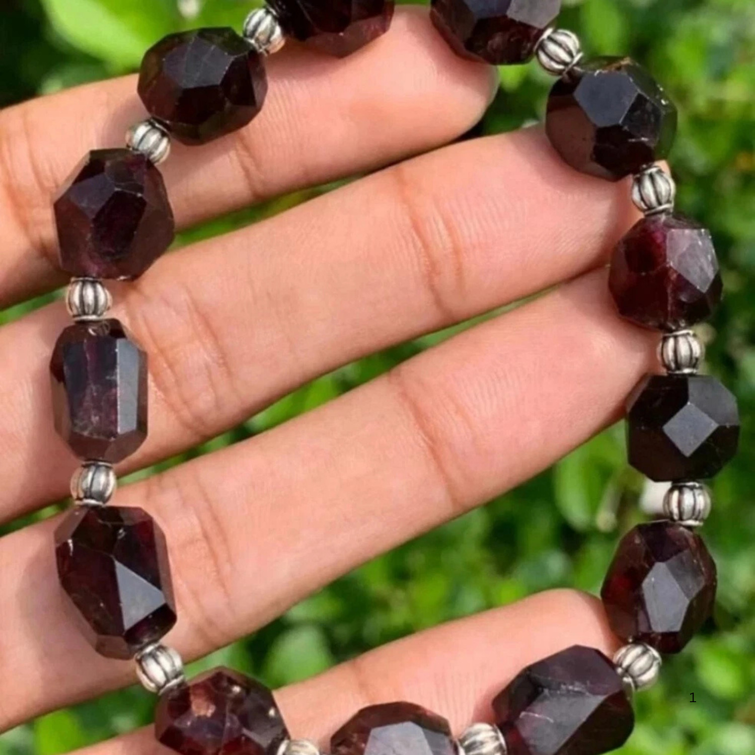 Natural Raw Red Almandine Garnet Bracelet Handmade Genuine Gemstone Jewelry