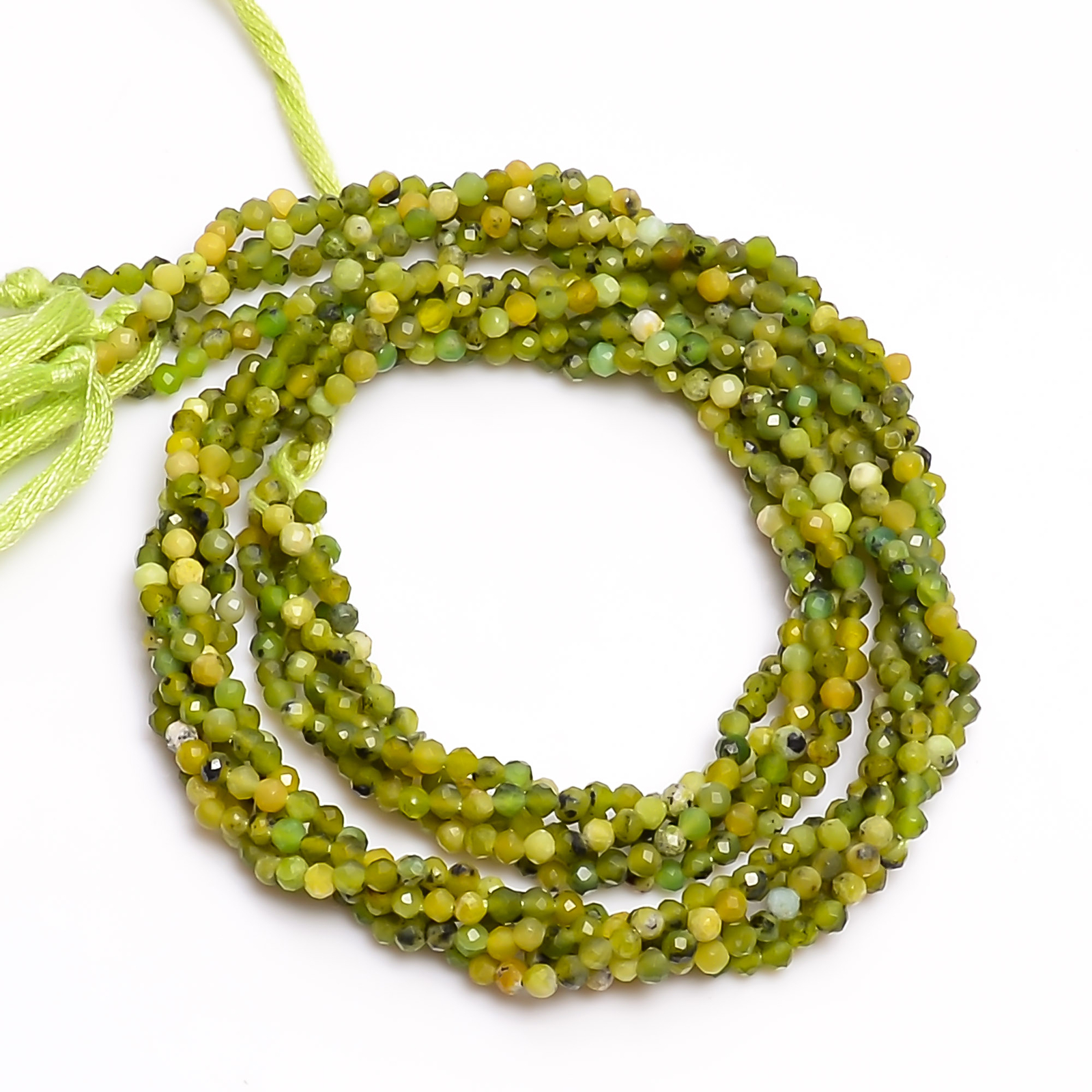 2 mm Natural Green Opal Faceted Round Rondelle Beads Jewelry 12.5″ Strand EB-40