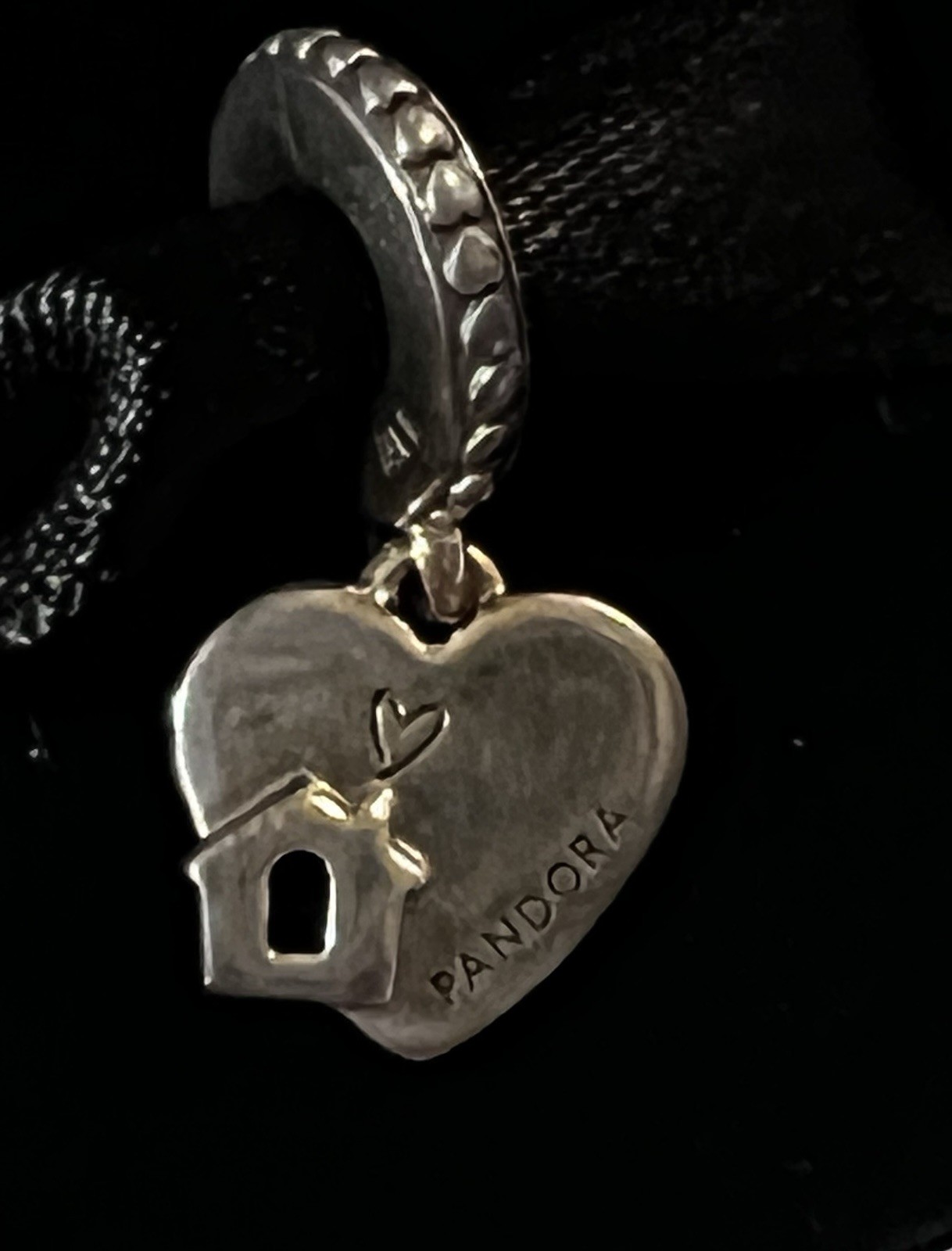 NWOT Pandora Moments 925 Silver Love My Home Heart Dangle Charm 799324C01