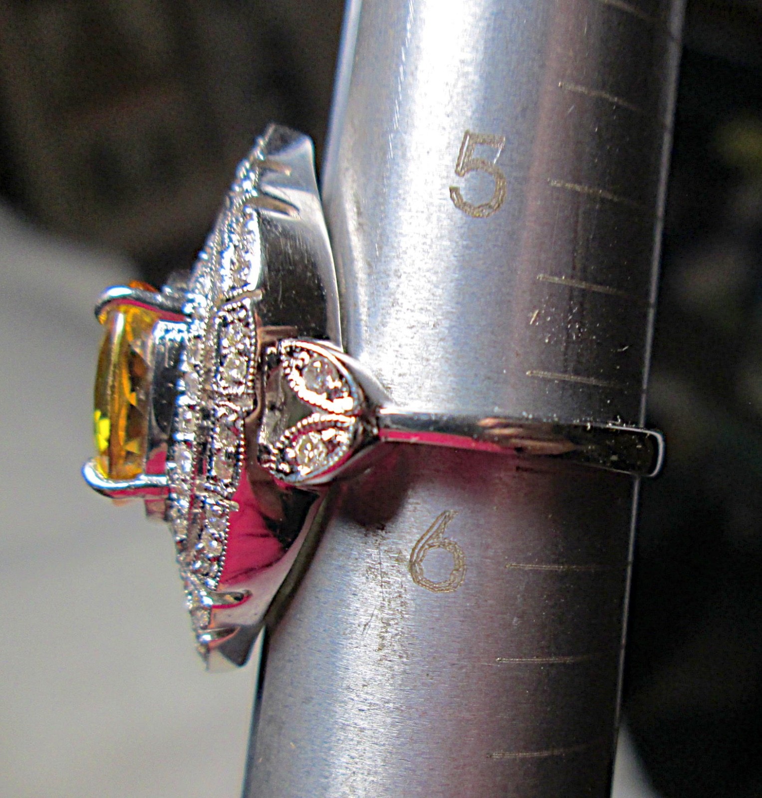 GORGEOUS 18K WG NATURAL SAPPHIRE DIAMOND RING SEPT BIRTHSTONE