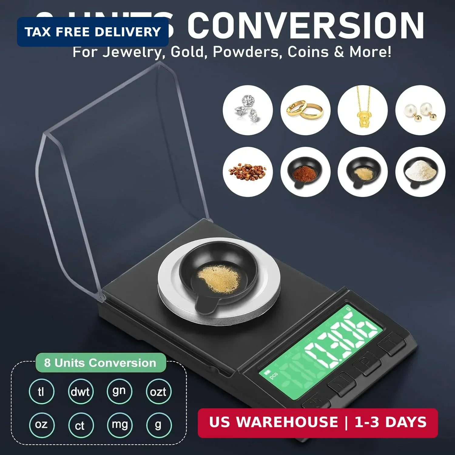 Portable Milligram Scale 100g/0.001g, Diyife Rechargeable Gram Scale with 8 Unit