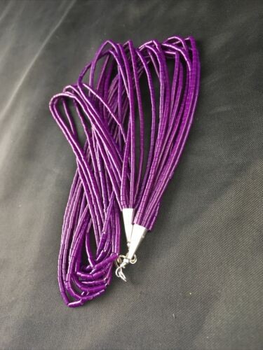 Navajo Sugilite 10 Strand Heishi Necklace | Sterling Silver Tubes 19″ 10169