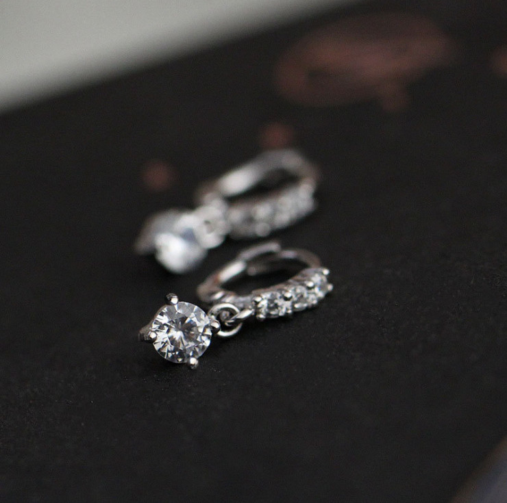 Sterling Silver CZ Children Girls Drop Huggie Hoop Earrings Christmas Gift PE35