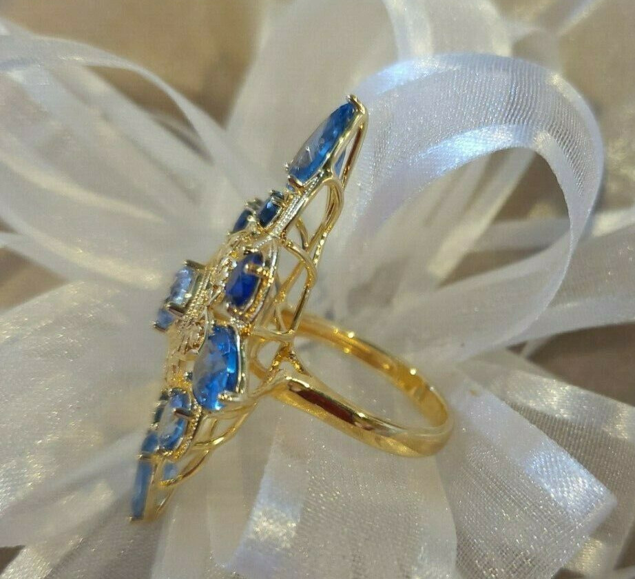 Global Destinations 7.71ctw Multi-Color Lab Creatd Blue Spinel 18kGld Ovr Copp 8
