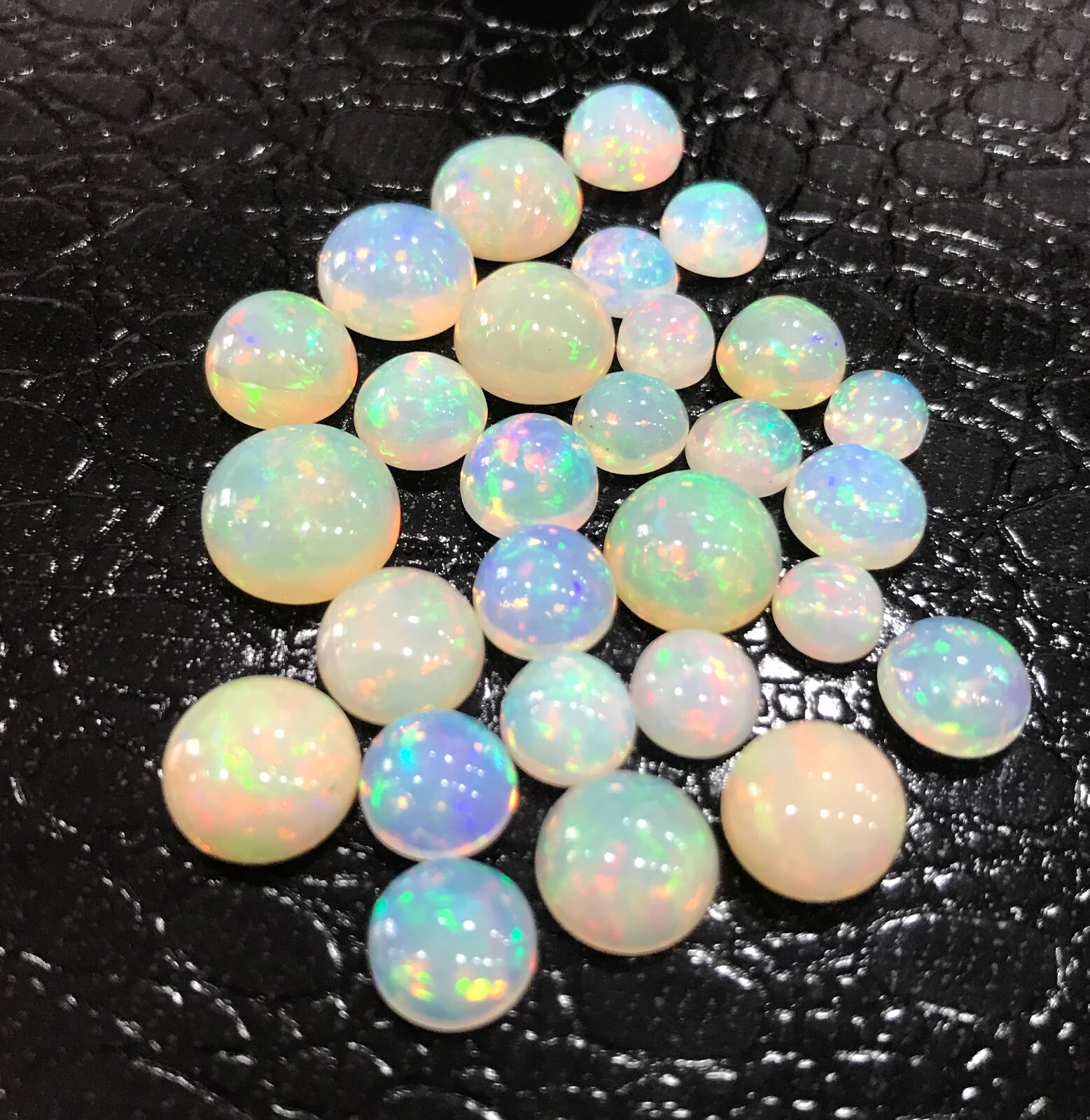 AAA Natural Ethiopian White Opal Round Flat Back Loose Gemstone For All Jewelry