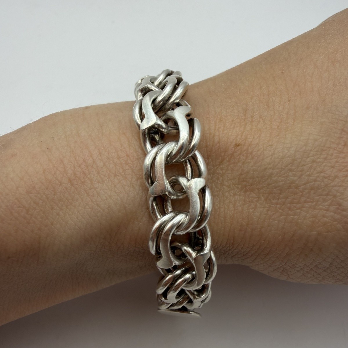 Vintage Heavy Sterling Silver Bismarck Bracelet Handmade Men’s Oxidized 20cm