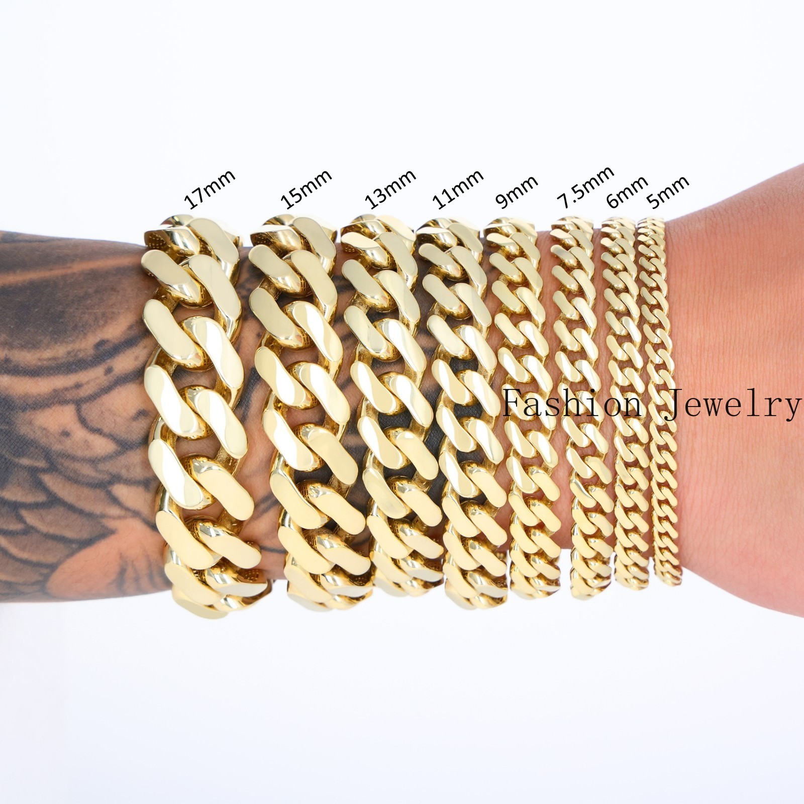 10K Yellow Gold Miami Cuban Royal Monaco Chain 5mm-20mm Necklace Bracelet 6″-30″