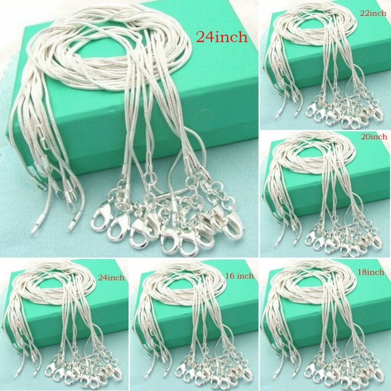 Lot 5/10Pcs 925 Silver Solid 1MM Snake Chain Necklace For Pendant 16-24inch