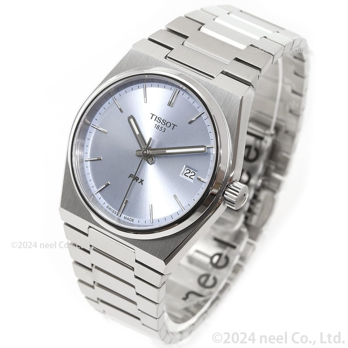 Unused TISSOT PRX T137.210.11.351.00 Light Blue Stainless Unisex Watch in Box