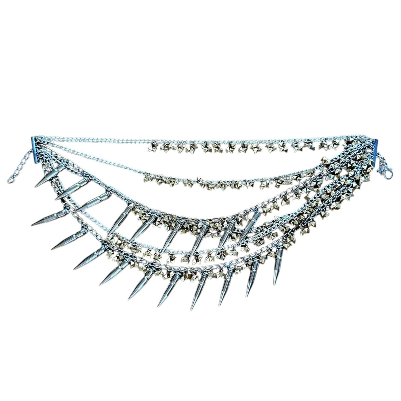 RARE Assad Mounser Chunky Gold And Silver Spike (bullet) Statement Necklace