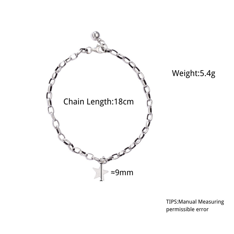 Beautiful Star Charm Stainless Steel Bracelet Women Anti Tarnish Hypoallergnic