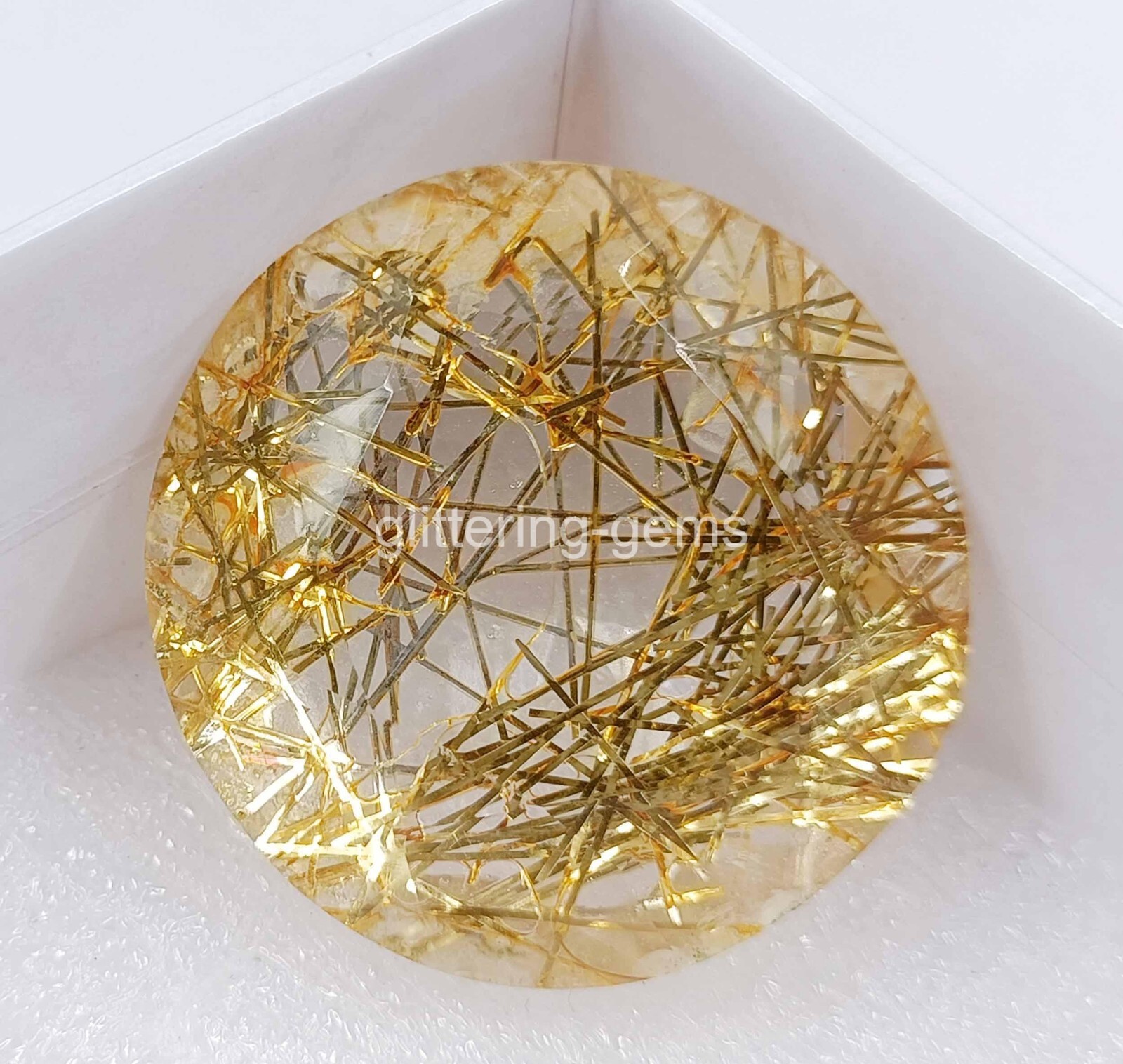 124 Ct Certified Lab-Created Golden Rutilated Quartz Round Cut Loose Gems 4OUF