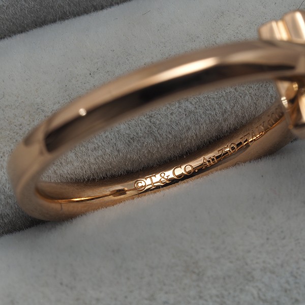Auth Tiffany&Co. Ring Diamond 0.08ct Tiffany T1 US6-6.25 18K 750 Rose Gold