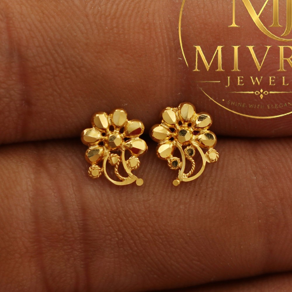 22K Hallmark Gold Wire Hook Earrings Delicate Lightweight 1.1g Fine Jewelry