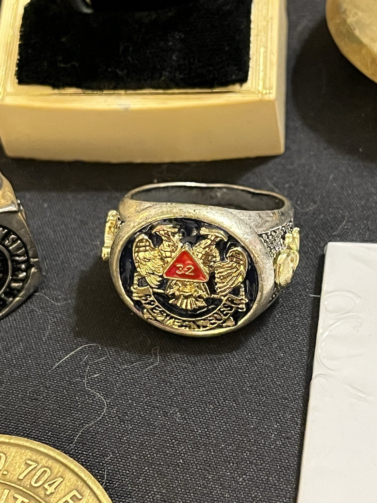 Vintage Masonic Estate Lot Knights Templar Rings Pins Buckle Coins Tie Bar