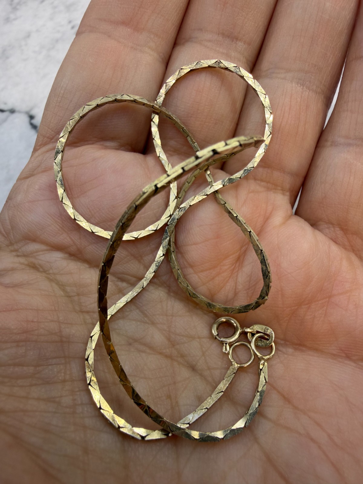 18′ 14 K Gold Plated Over Sterling S Necklace Made In Italy Vintage 5.9 Grams