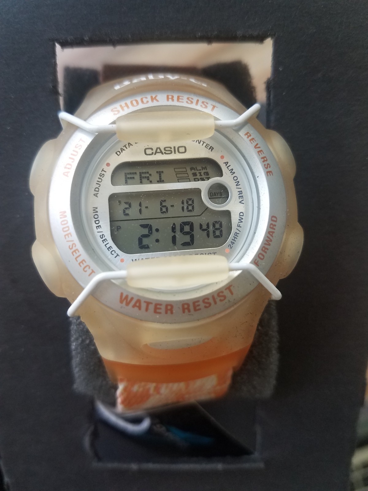 Casio Rare Discontinued Baby-G BG-164B-4BV Data Bank Orange Watch