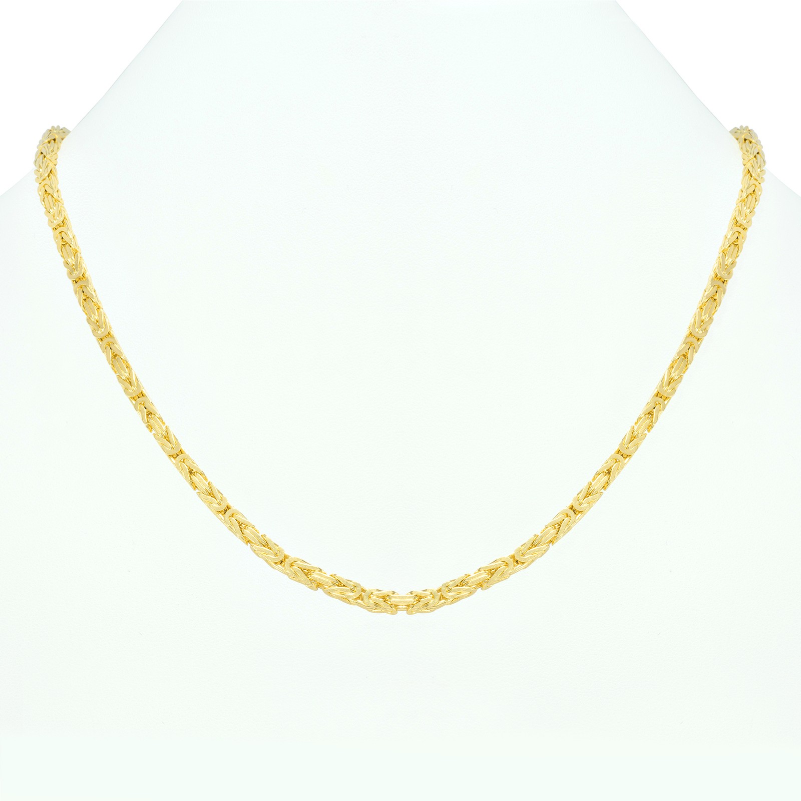 Mens 14K Yellow Gold Solid 3.5mm Byzantine Box Link Chain Pendant Necklace 22″