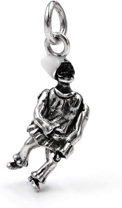 Articulated Pulcinella Pendant 800 Silver Hand Enamed Made in Italy