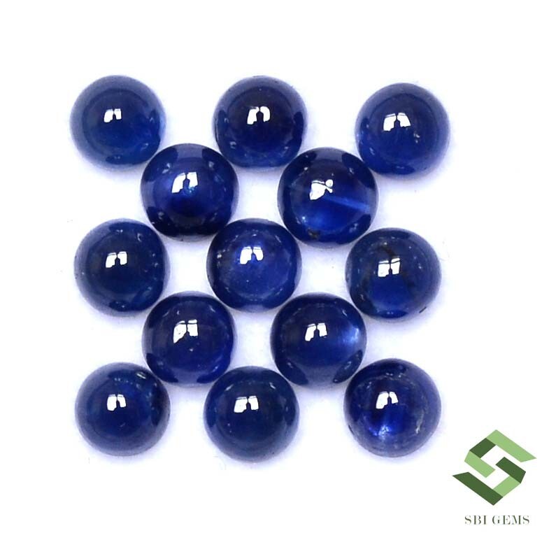 4 mm Natural Blue Sapphire Round Cabochon Lot 13 Pcs 6.16 CTS Loose Gemstones