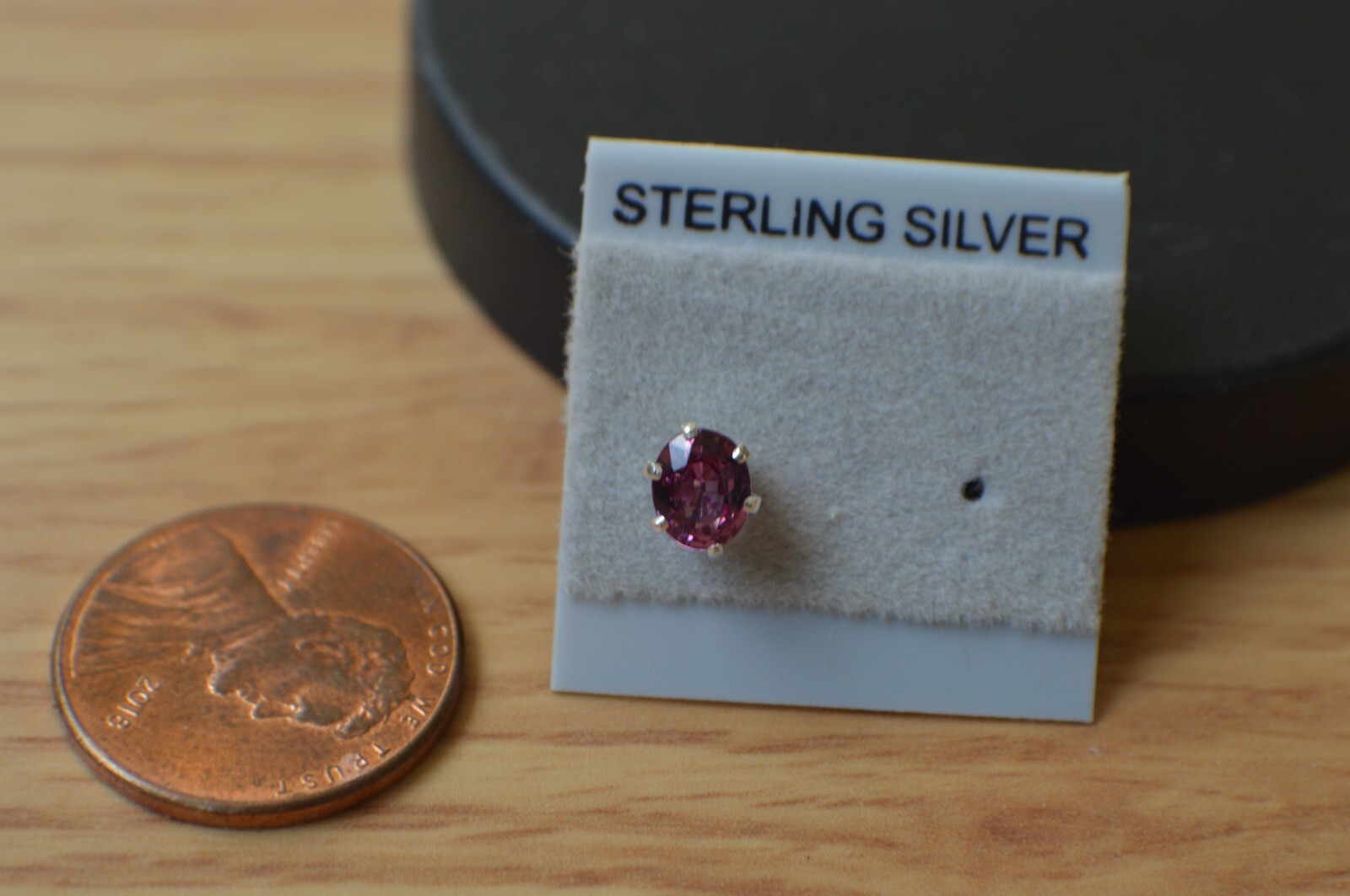 SINGLE EARRING One 0.36ct Neon Pink Tourmaline Solitaire Sterling Silver 5x4mm