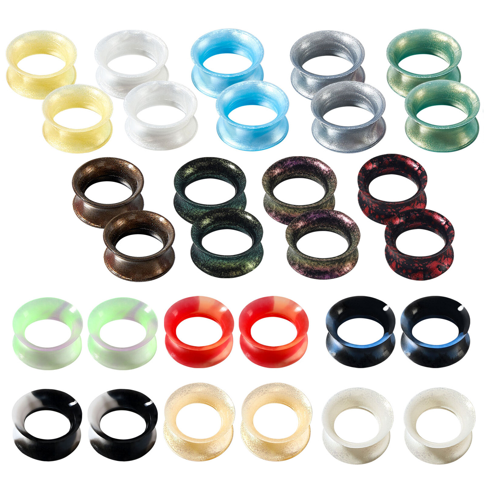 2pcs Silicone Tunnels Ear Gauges Soft Colorful Expander Plugs Double Flared