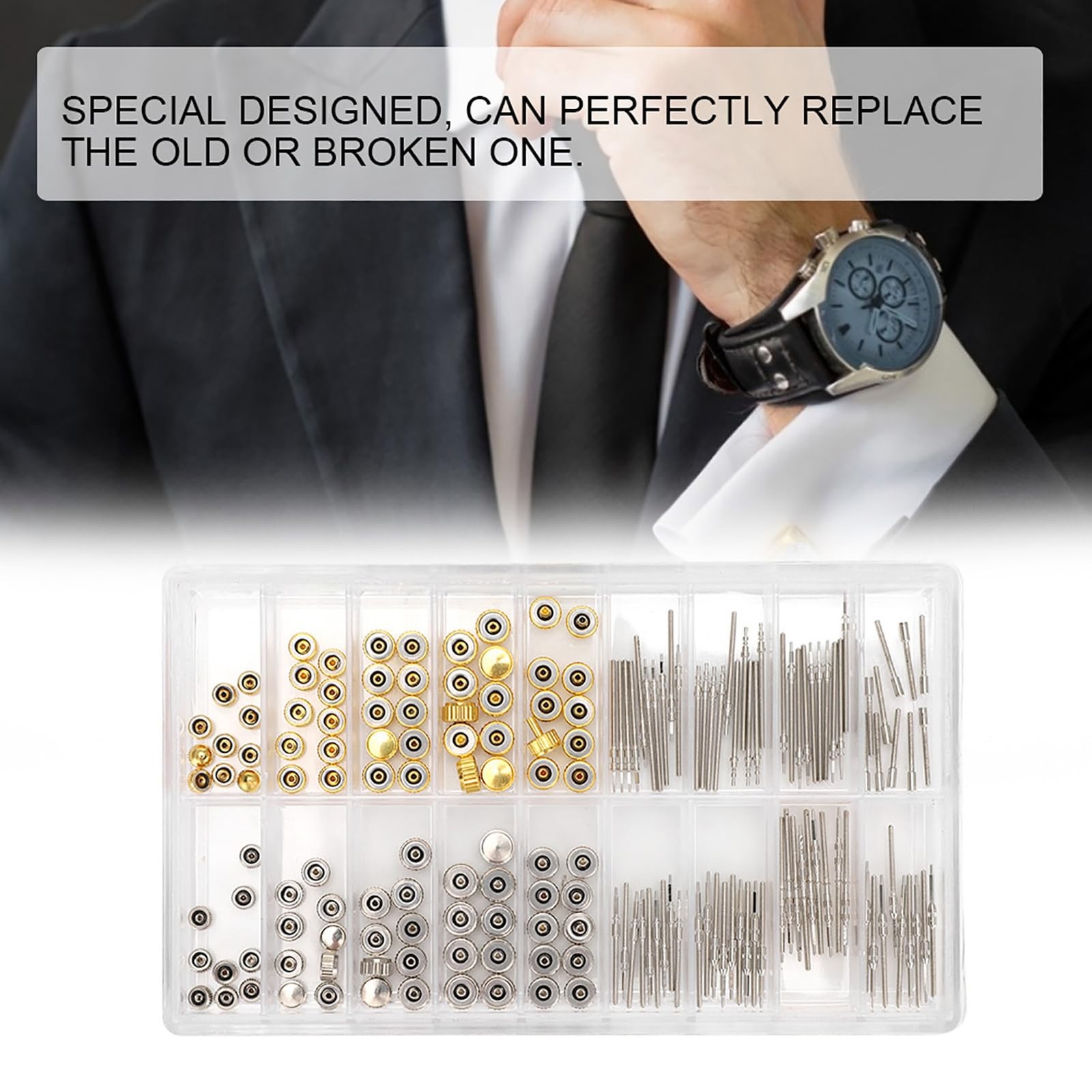 Kodrily Watch Repair Kit, 1 Box Crown Replacement, Variable, Gold