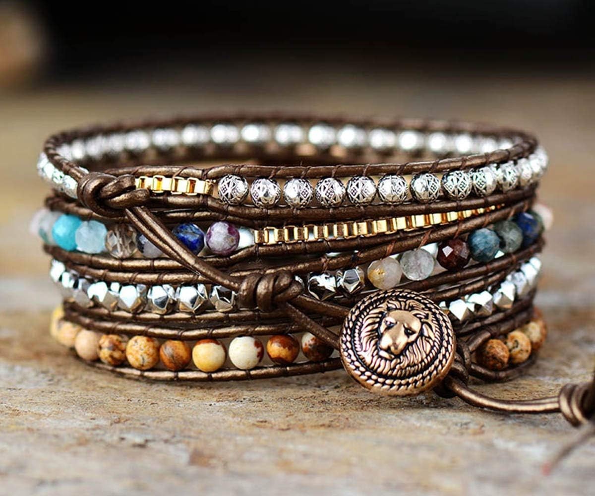 Luxury Handmade Gemstone Wrap Bracelet – Adjustable Bohemian Jewelry for Women