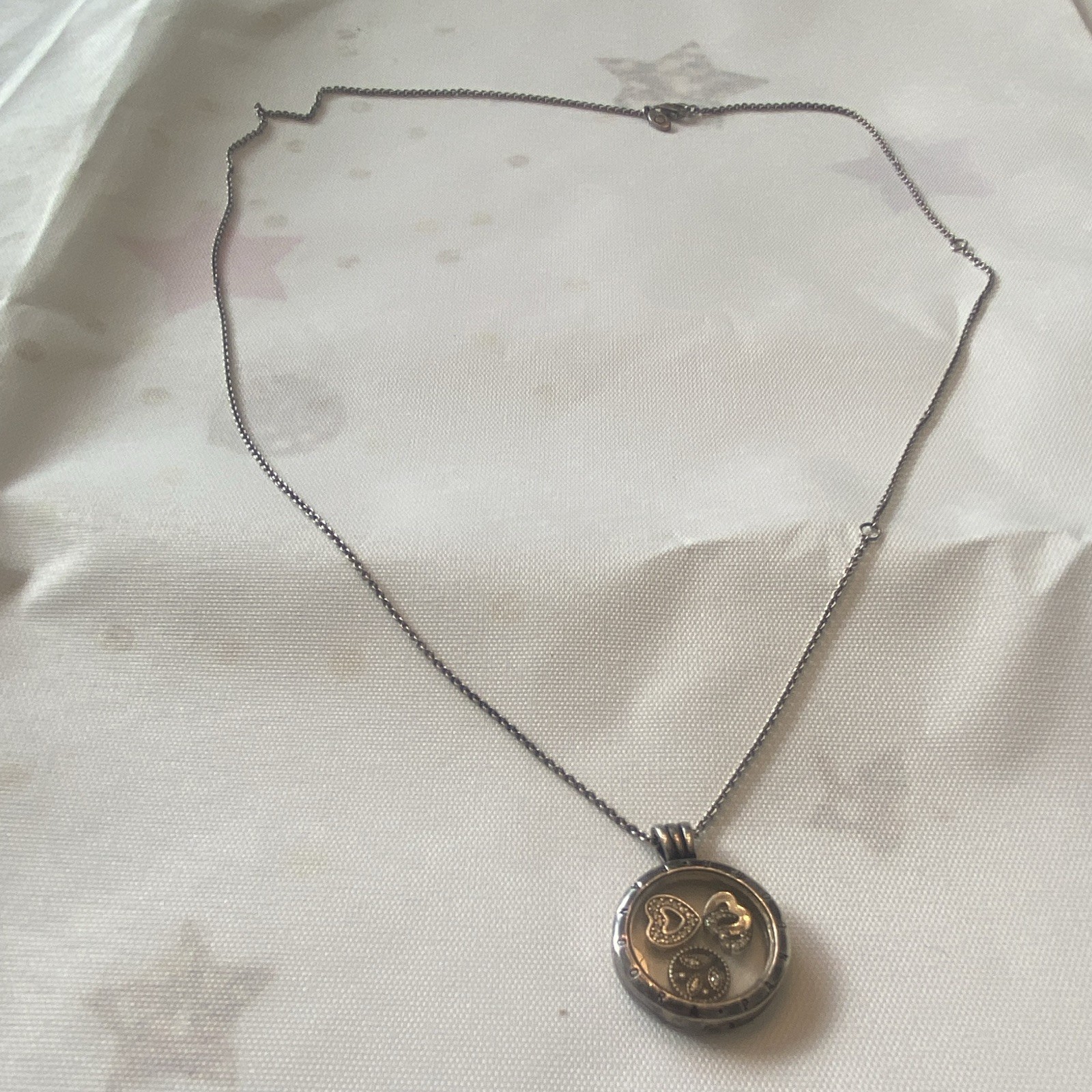 Pandora Floating Locket Necklace in sterling silver featuring 3 Charms