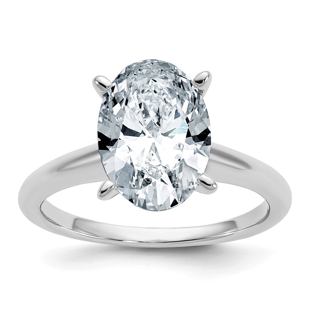14k White Gold 3Ct Oval Cut Moissanite Solitaire Engagement Ring Size 7