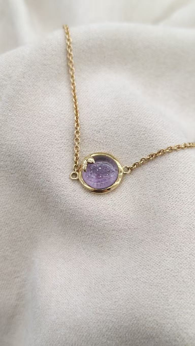 Tiffany & Co Paloma Picasso Olive Leaf Amethyst Yellow Gold Bracelet No Diamond