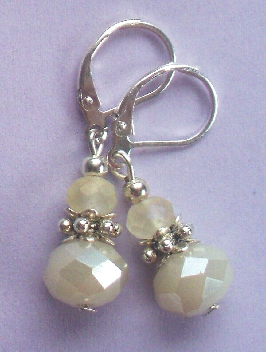 Frosted CHAMPAGNE CRYSTAL drops Leverback handcrafted YOU CHOOSE XX