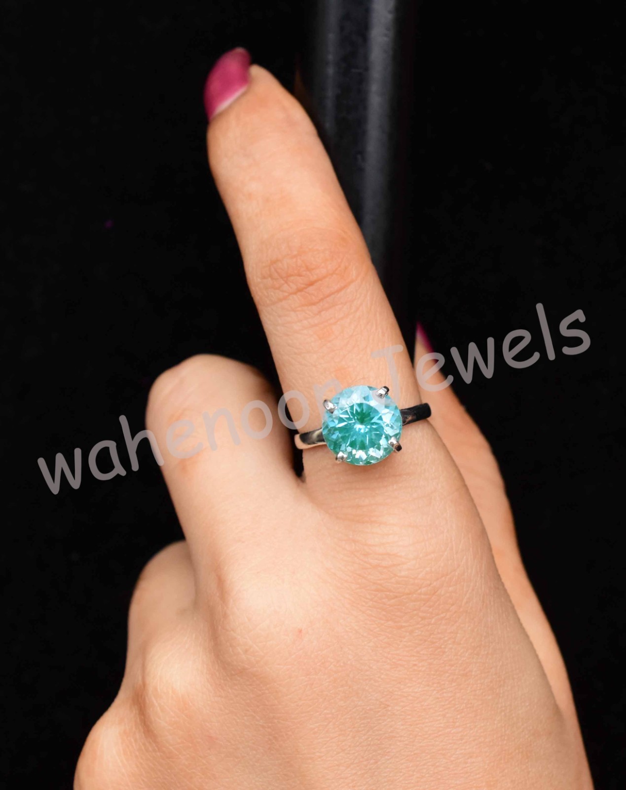 Natural Paraiba Tourmaline Round 925 Sterling Silver Ring Certified Wedding Ring