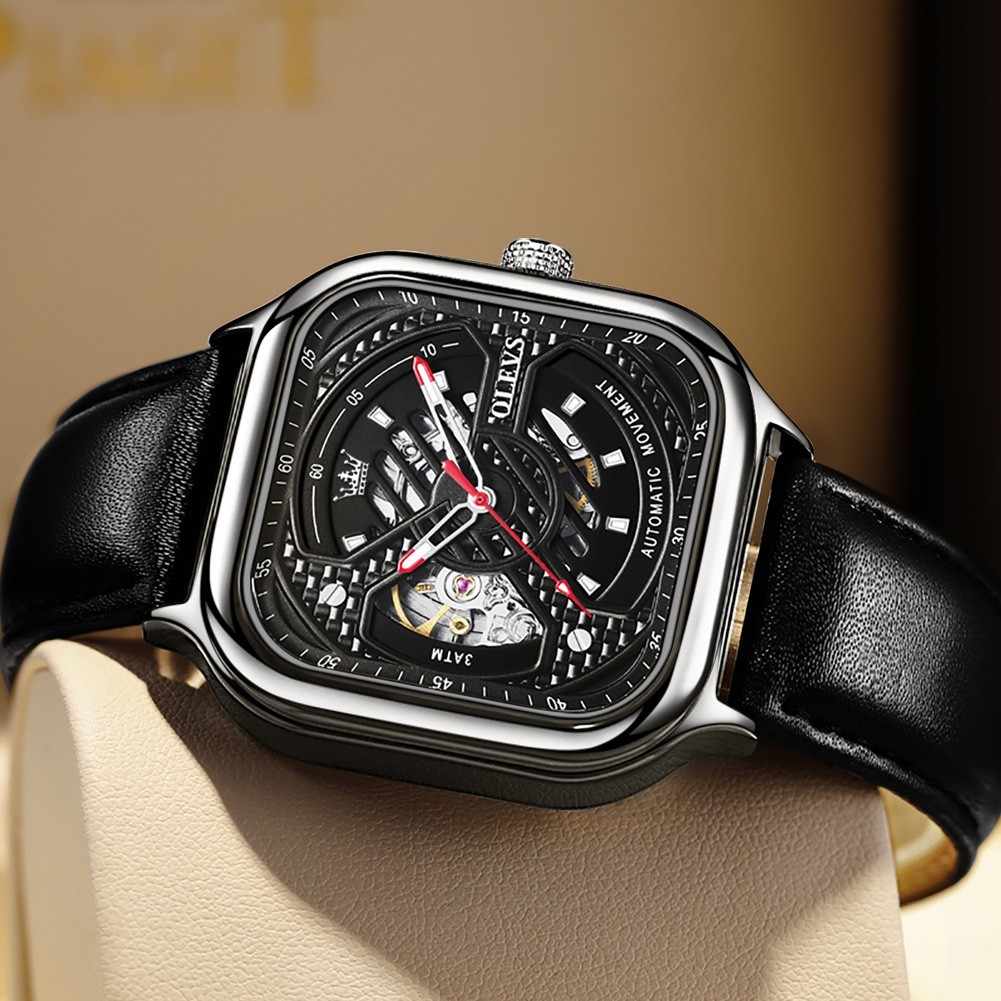 OLEVS 6634 Luxury Square Mesh Milanese Steel Water Resistant Chronograph Watch