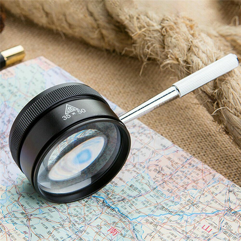 Magnifying Glass Lens 35X High Power Magnifier Non-Slip Handle for Coins Jewelry