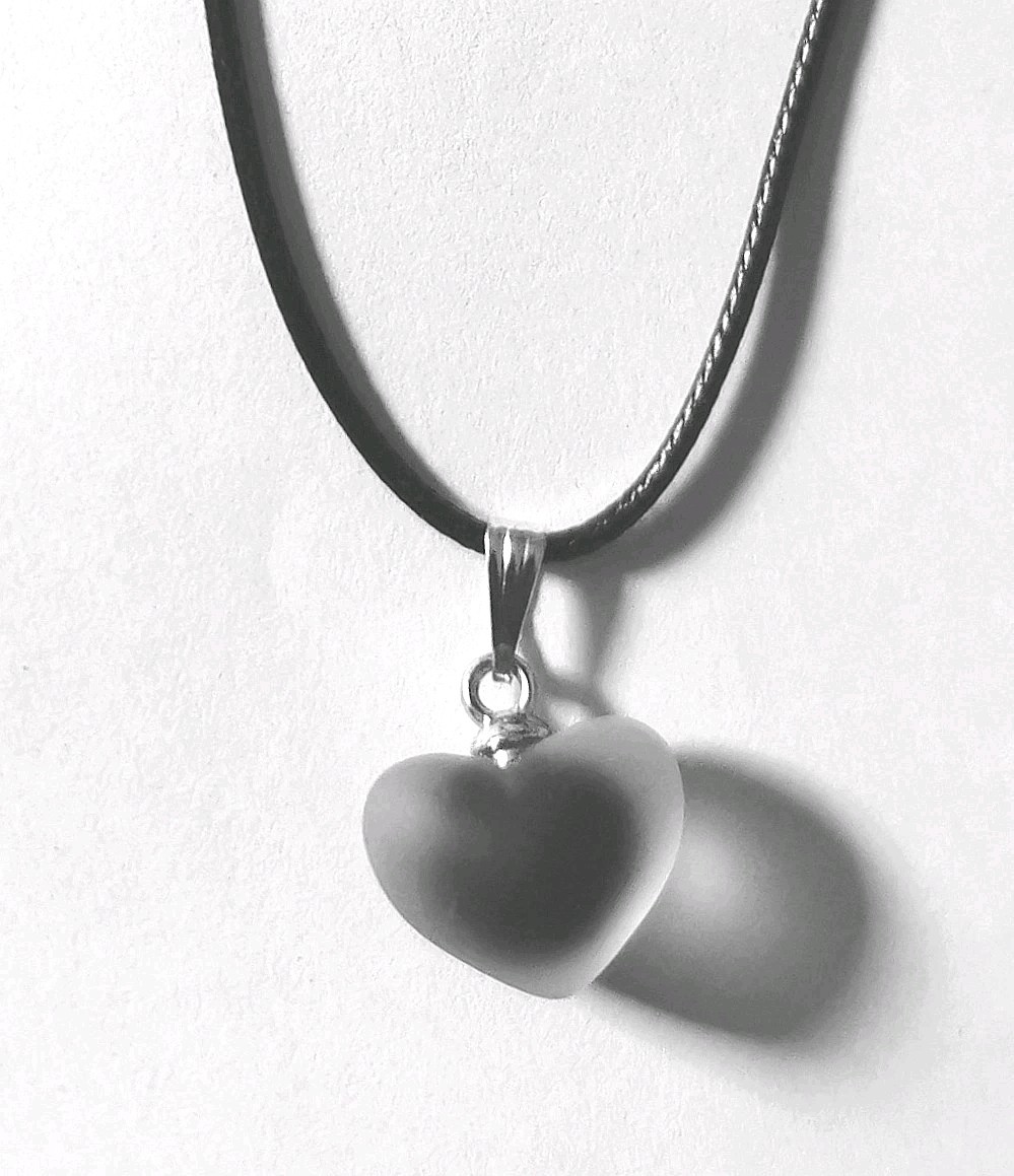 Gothic Frosted Black Heart Wax Cord Pendant Necklace Jewellery Gift