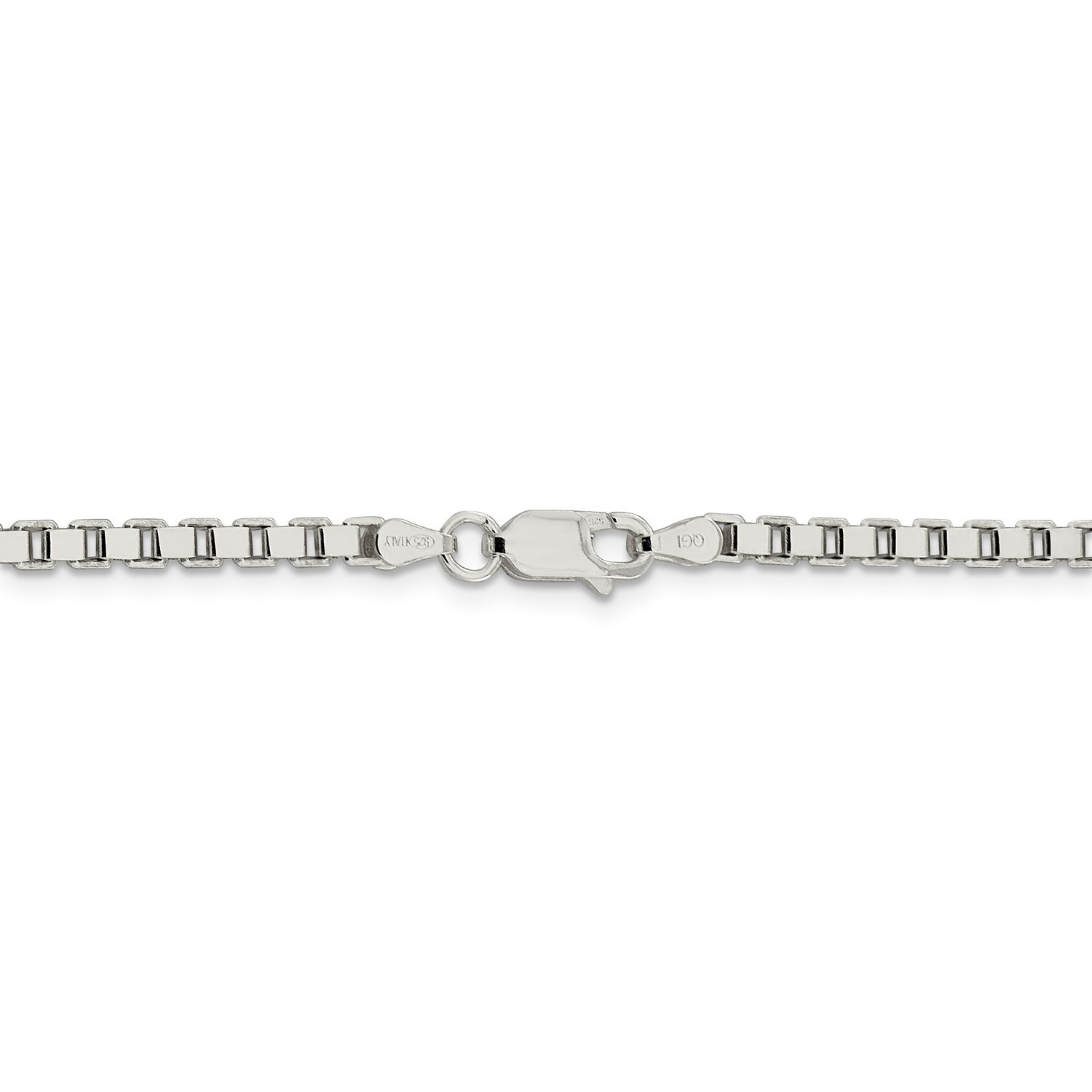 Sterling Silver Solid Polished 3mm Plain Box Chain w/ Lobster Clasp 18″ – 30″