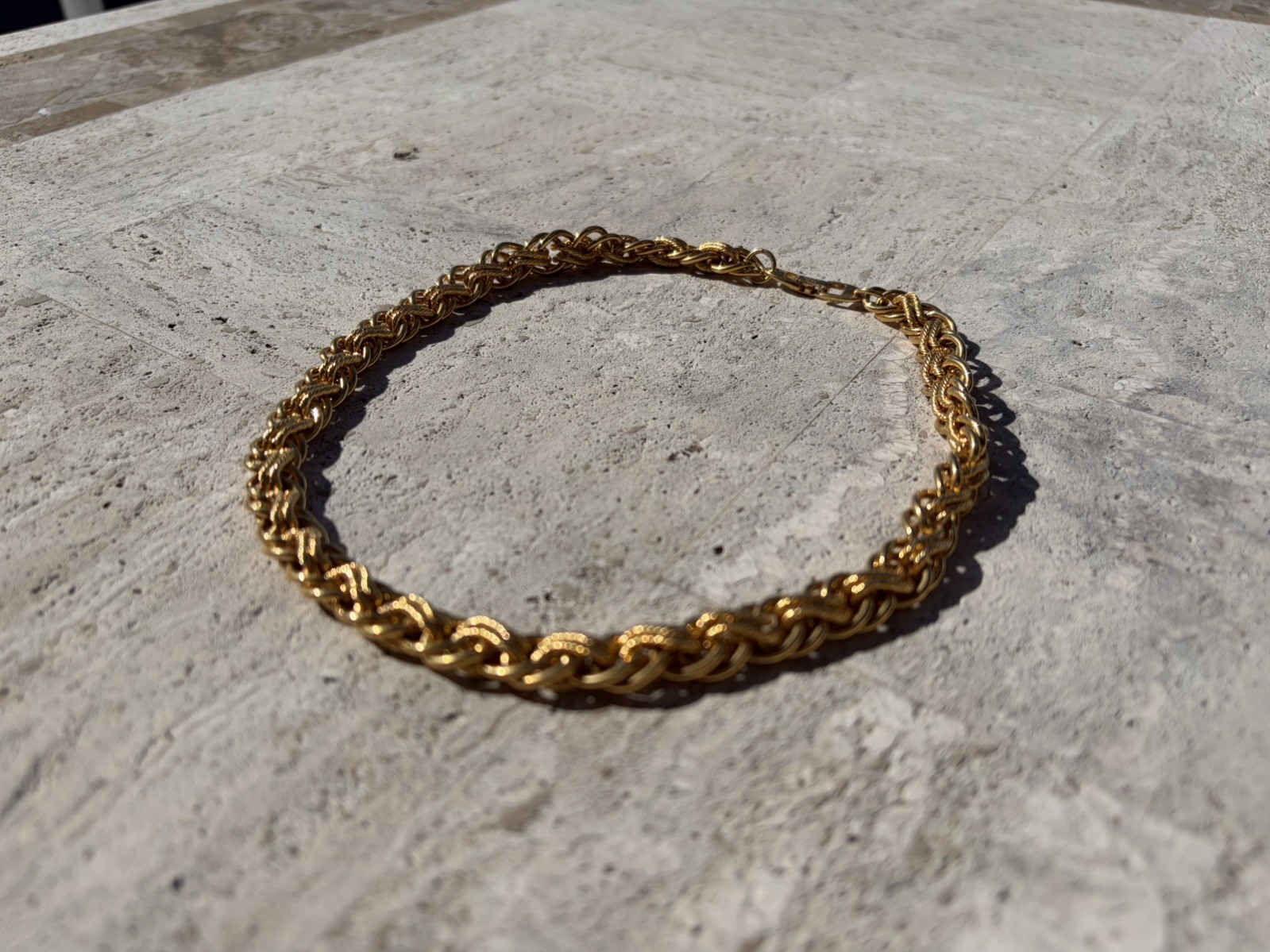 Napier Signed Chunky Gold Tone Vintage Statement Double Chain Link Necklace 18″