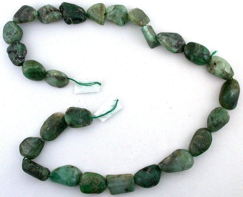 Green Emerald Polished Crystal Nugget Beads 13 Inch Strand ECBS30/62923