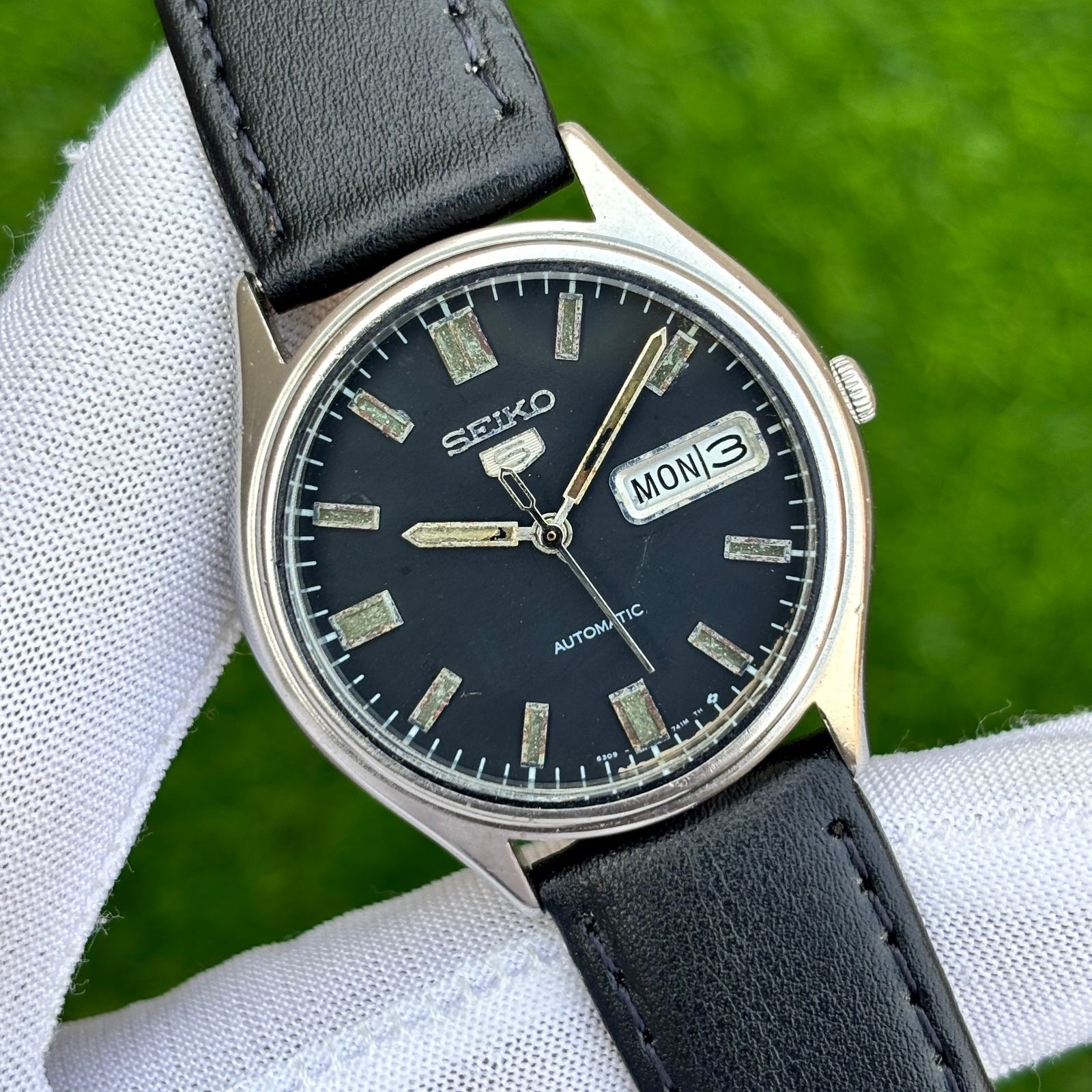 Vintage Seiko 5 Matte Black Dial Automatic Japan Made Men’s Watch 6309-7320