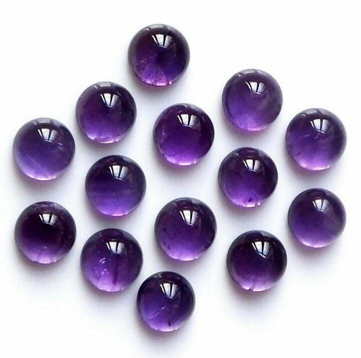 Natural Purple Amethyst Round Shape Cabochon Gemstone for Jewelry Like Rings,