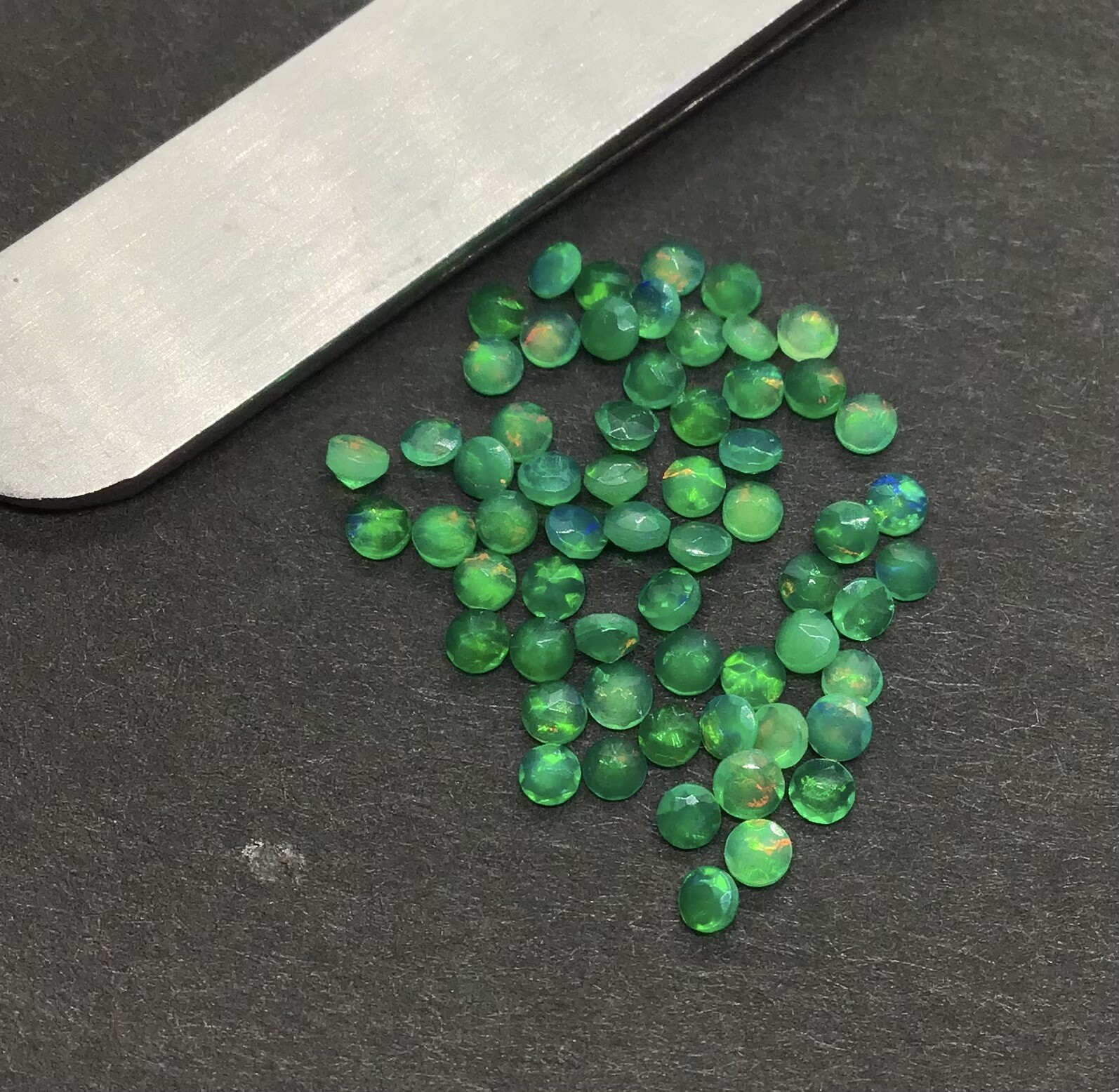 Ethiopian Opal Round Green Calibrated Treated Natural Gemstone for Ring Pendent
