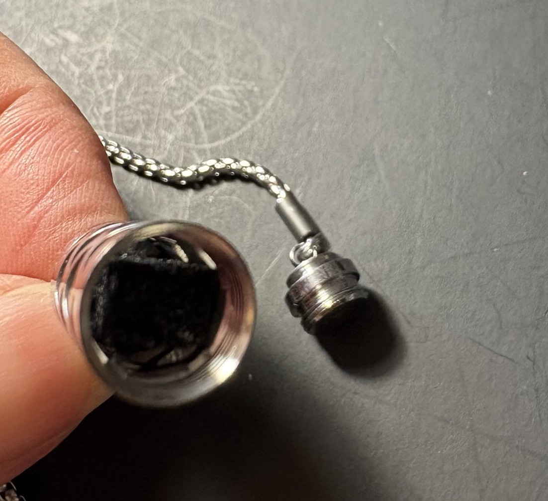Silver Tone Adjustable Slider Bracelet Cutout Cylinder Black Stone Accent Boho