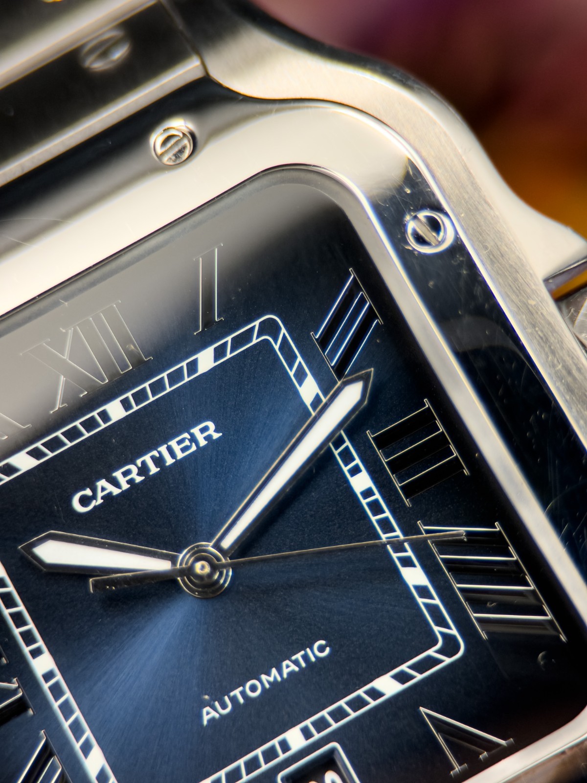 Cartier Santos de Cartier WSSA0013 Large Steel Blue Dial Box Papers 2019