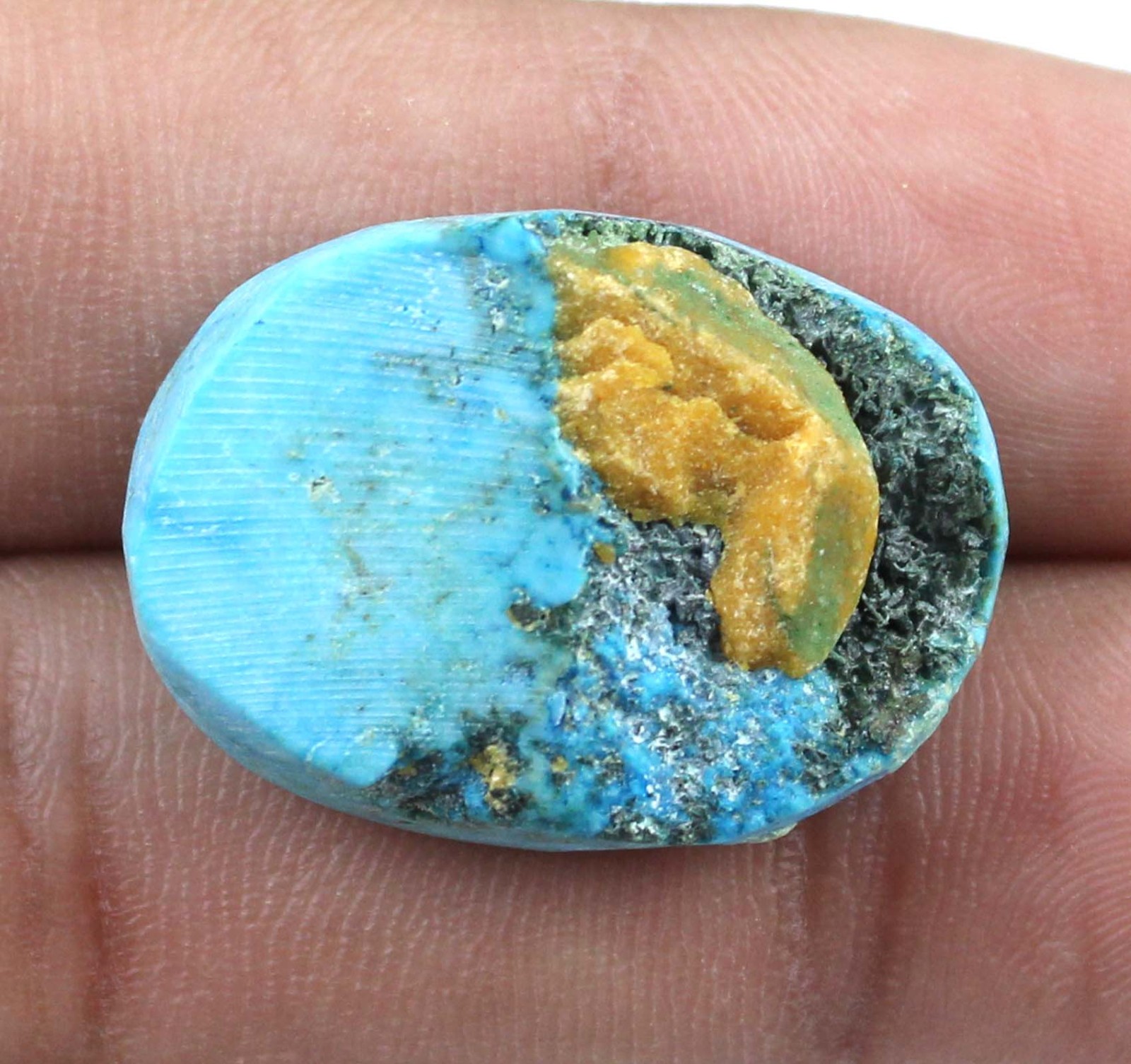 Natural 26.75 Ct Oval Arizona Blue Turquoise Gemstone Certified T22251 No Tariff